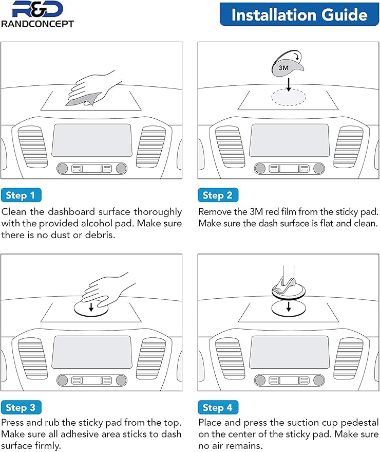 Randconcept - GPS Mount for Garmin | GPS Dashboard Mount Dash Windshield Window Car Holder for Garmin Nuvi RV Dezl Drive Drivesmart Driveassist and More