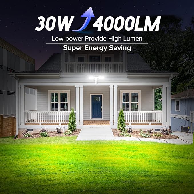 SANSI 30W 4000LM Motion Sensor Outdoor Lights, 5000K 400W Equiv Security Lights, 4 Modes LED Wired Flood Lights Outdoor 320° Wide Angle for House Garage Yard Patio Soffit IP65 Weatherproof
