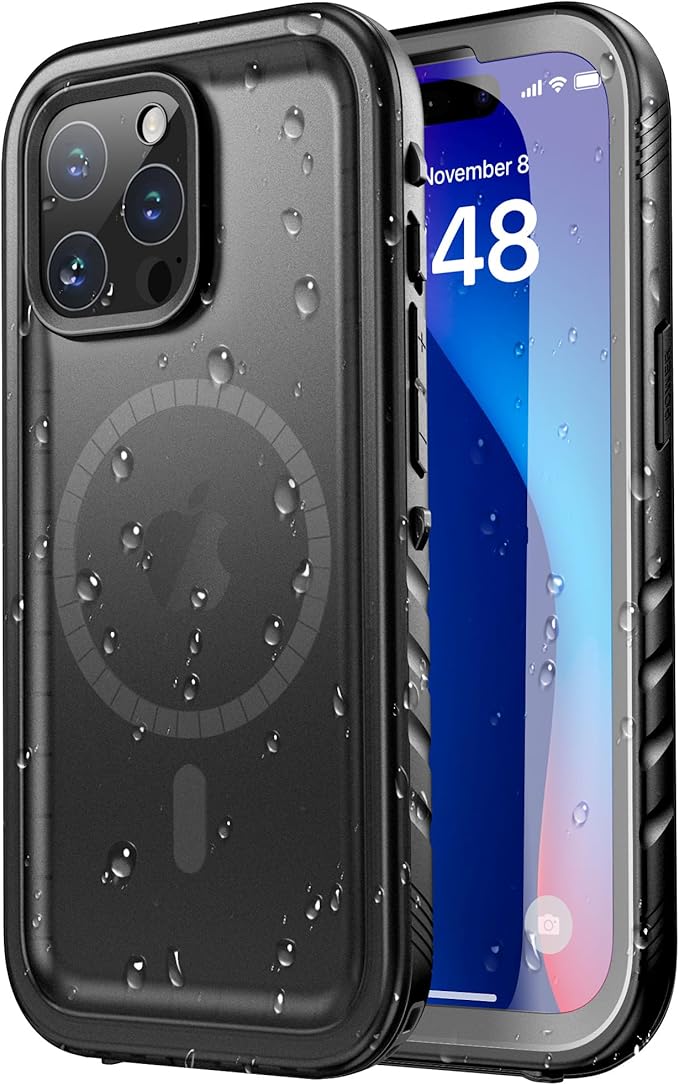 SPORTLINK for iPhone 15 Pro Case - IP68 Waterproof Military Protective Full Body Heavy Duty Shockproof 360 Sealed Dustproof with Camera Screen Protector Phone Cover for i Phone 15 Pro 6.1" Mag/Black