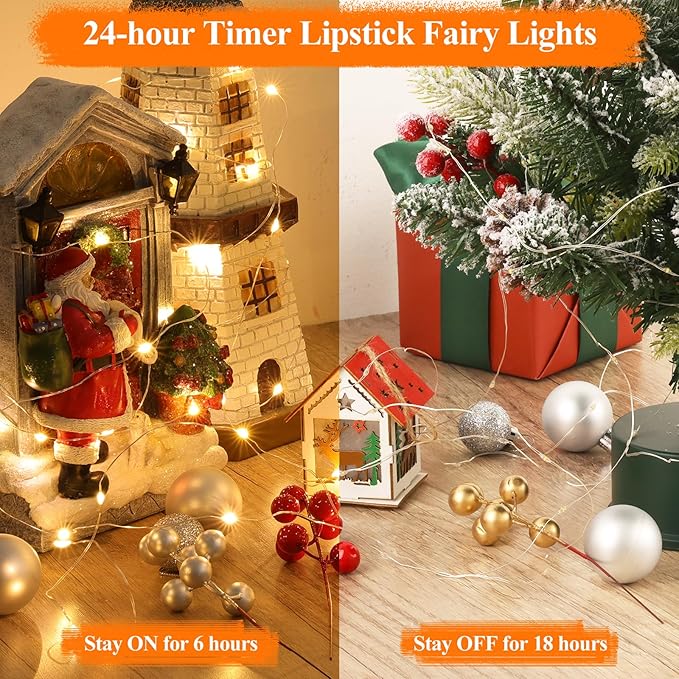 Lakumu 33FT 100 LED Fairy Lights: Rechargeable Battery Operated, Timer for Christmas Decorations, Bedroom, Tree, Wedding,Table Decor, Warm White