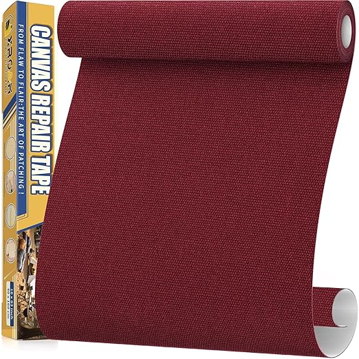Canvas Repair Tape, 16 x 63 Inch Waterproof Heavy Duty Fabric Tape for Furniture, Self Adhesive Canvas Repair Patches for Boat Covers, Sofas, Tents, Louge Chairs, Canopy, Awning Burgundy