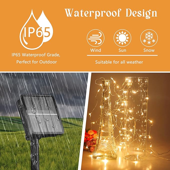 Selarlyt 200 LED 72Ft Solar String Lights for Outside, Solar Fairy Lights for Outside Waterproof with 8 Modes, Twinkle Light for Patio Tree Christmas Party Wedding Decor(Warm White)