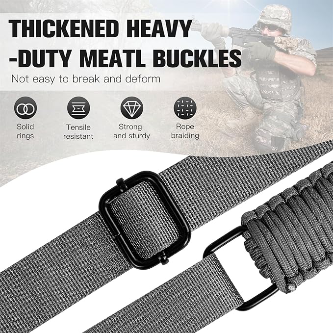 VVAAGG Two-Point Paracord Rifle Sling with Swivels, Non-Slip Gun Sling with Adjustable Length Strap