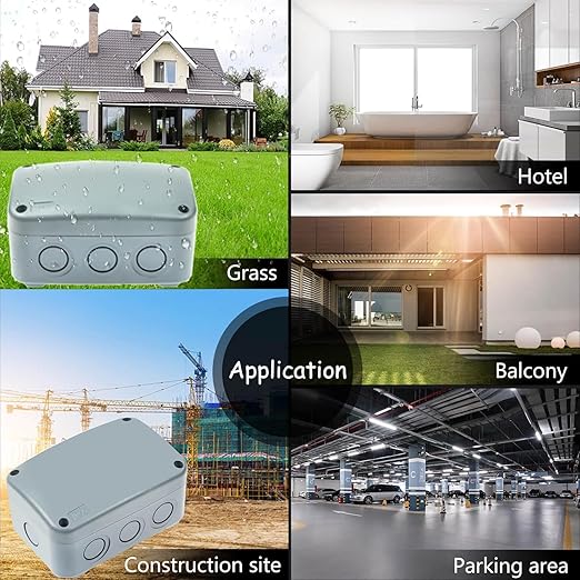 NineLeaf Outdoor Junction Box,IP66 Weatherproof Electrical Project Boxes PVC/ABS Plastic Enclosure Box Universal Watertight 4.9 x 3.3 x 2.3 inch (125x86x62mm), with 4PK 20mm Cable Gland Grey(10 Sets)