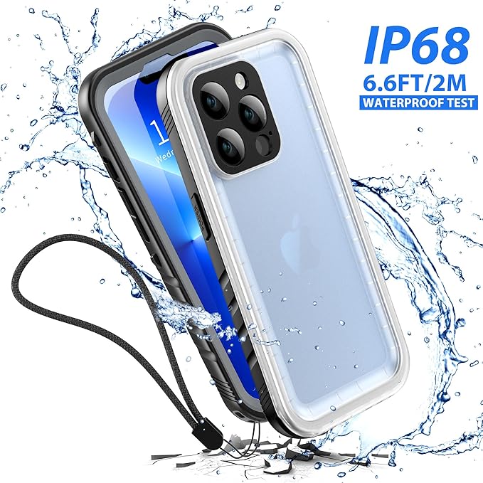 SPORTLINK for iPhone 13 Pro Waterproof Case - Full Body Shockproof Dustproof Phone Screen Protector Rugged Waterproof Case for iPhone 13 Pro 6.1 Inches Black/Frosted Clear