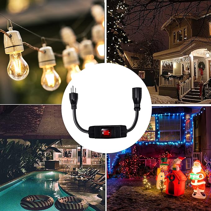 Outdoor Extension Cord with Switch On/Off Waterproof Switch 3 Prong Extension Cord with Inline Cord Switch, Heavy Duty Extension Cord 125v/250v Black Sjtw Extension Cord(25 Ft, Black)