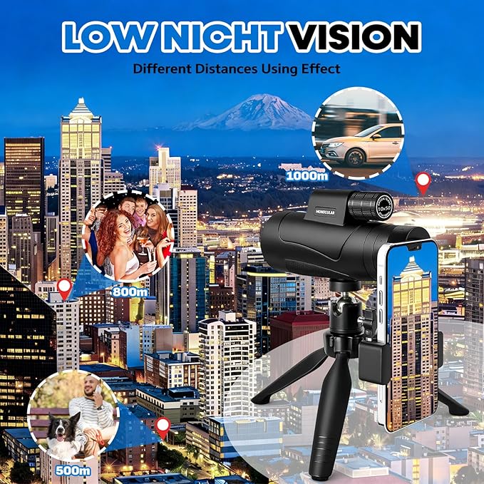 Asacam® 80x100 Monocular Telescope High Powered for Smartphone HD Monoculars for Adults with Adapter/Tripod for Bird Watching Camping Hiking Traveling Outdoor Wildlife-2026 Update