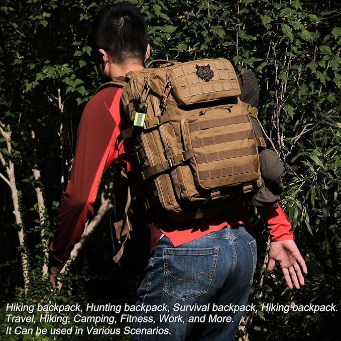 45L Tactical Backpack for Men Women, Military Assault Pack with MOLLE, Large 3 Day Bug Out Bag for Hiking Camping