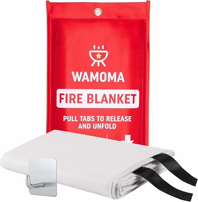 Fire Suppression Blanket - Waterproof, Oil-Resistant, Fiberglass Fire Blanket for Home, Kitchen, Grill, BBQ, Fireplace with Rapid Deployment | Reusable High Heat Resistant Safety Sheet