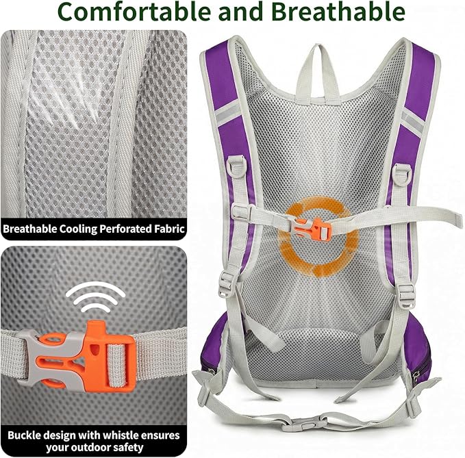Hiking Backpack, 20L Hiking Backpack for Women & Men,Small Travel Daypack for Running, Cycling, Climbing, Camping, Biking (Purple)