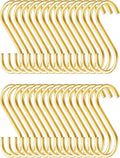 Evanda Gold S Hooks for Hanging Pack of 30, Heavy Duty Stainless Steel Titainium Plating Metal Mutil Purpose Hanger for Kitchen Pans, Pots, Utensils Tooks, Cups, Mugs, Clothes, Bags, Towels, Plants