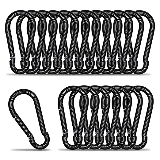 Carabiner Clip Hook, 3.54 inch 20 pcs Black Heavy Duty Spring Snap Hook Key Chain, Carabiners Clips for Outdoor Camping, Swing Set, Hammock, Hiking Travel, Fishing, Quick Link Keychain