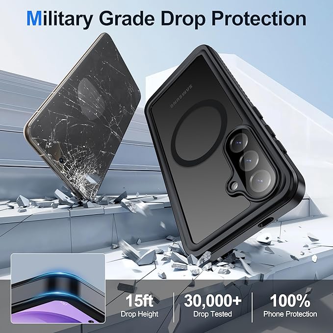 ANTSHARE IP68 Waterproof Case for Samsung Galaxy S26 Plus [2026] - MagSafe Compatible, Built-in Screen/Lens Protector - Shockproof Full Body Protection for Swimming/Outdoor, Black-Translucent Matte