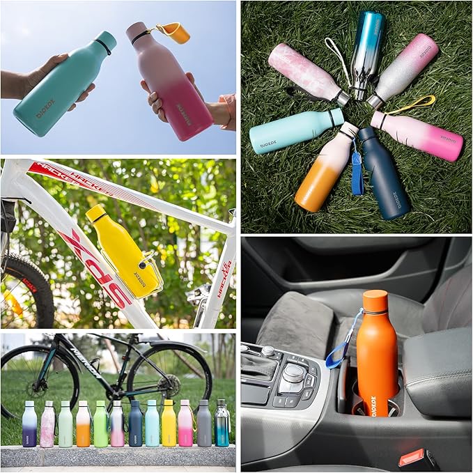 BJPKPK Insulated Water Bottles, 18 oz Stainless Steel Metal Water Bottle with Strap, BPA Free Leak Proof Jugs, Mugs, Flasks, Reusable Thermal Flasks for Sports & Travel, Red