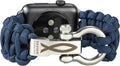 Savior Survival Gear Paracord Band,Compatible with Apple Watch Band 49mm 46mm 45mm 44mm 42mm,iWatch Band Series Ultra 10 9 8 7 6 5 4 3 2 1 SE,Adjustable strap for men (Dark Blue w/Silver Clasp,Large)