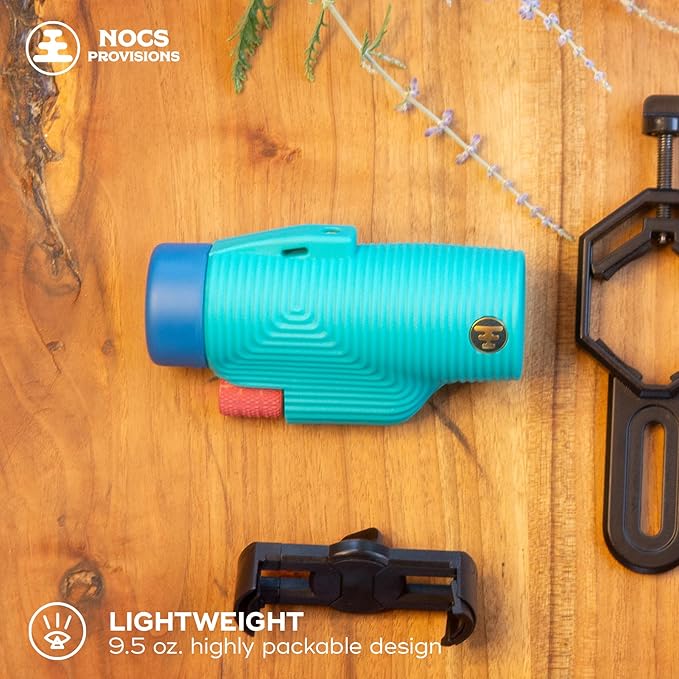 Nocs Provisions Zoom Tube 8x32 Monocular, 8X Magnification Telescope, Bak4 Prism, Wide Field of View for Bird Watching, Backpacking & Wildlife Viewing - Tahitian Blue