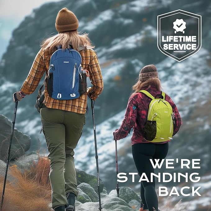 VPBAGE 15L Water-resistant Hiking Daypack, Small Backpack Travel Outdoor, Lightweight Day Pack with Tool Loops