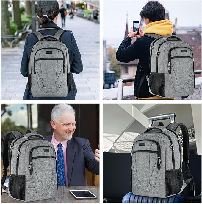 BIKROD Travel Laptop Backpack for Men and Women, Backpacks for School Teen Boys, Business Anti Theft Slim Sturdy Back Pack Adult Computer Bag Gift 15.6 IN Laptop, Grey