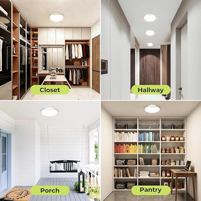 hepside 2 Pack Motion Sensor Ceiling Light Wired, 3000K/4000K/6500K LED Flush Mount Ceiling Light Fixture, 7Inch 15W Motion Sensor Light with Timer for Closet Stair Porch Hallway Pantry,White