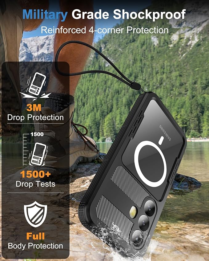 for Samsung Galaxy S25+ Plus Waterproof Case, [Fit for Magsafe] [IP68 Water Proof] [Built-in Screen Protector], Magnetic Heavy Duty Military Grade Rugged Phone Case for S 25+ Plus 6.7", Black