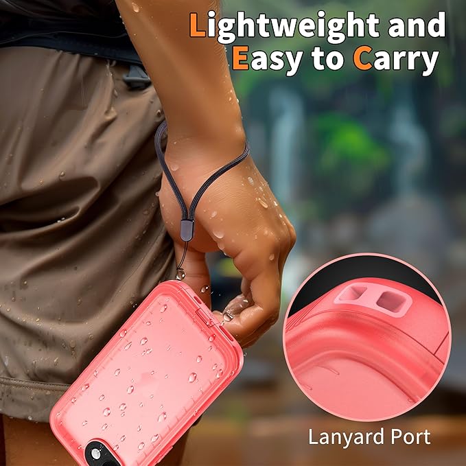 Cozycase Girls Womens Ladies Case for iPhone 16e/iPhone 17e Waterproof Impact Smash Dust Shock Proof Indestructible 16/17 e Around Enclosed Underwater Swimming Case with Lanyard Strap Frosted Pink