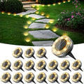 Peasur Mini Solar Ground Lights, 18 Pack Flat Solar Disc Lights Outdoor Waterproof, 2.3 Inch Small Solar Garden Lights Landscape Lighting for Outside Pathway Garden Yard Lawn Walkway,Warm White