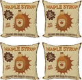 Ambesonne Retro Throw Pillow Cushion Case Pack of 4, Maple Syrup Ad with Grunge Effect Worn Out Background with Stripes, Modern Accent Double-Sided Digital Printing, 18", Pale Brown Beige