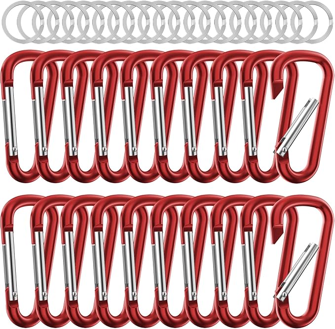 sprookber 2.28" Small Carabiner Clip Keychain, D Ring Caribeaner Clip, Key Clip Caribeener Multipurpose, Set of 20 Pack