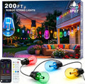 Beizelte Outdoor String Lights, 200FT RGB+IC Outside Light Dimmable Shatterproof LED Bulbs, IP67 Waterproof Chasing Effect Lighting DreamColor Patio Strip Lights for Backyard, Balcony, Outdoor Living