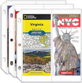 Folded Map Sleeves, Map Protector, Envelopes Page for 3-Ring Binders, Brochure Holder with 4.5" x 11" Pockets, 20PCS