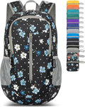 ZOMAKE Ultra Lightweight Packable Backpack 25L - Foldable Hiking Backpacks Water Resistant Small Folding Daypack for Travel(Black,Floral pattern)