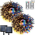 JMEXSUSS 2 Pack Solar String Lights Outdoor Waterproof, Total 66 FT 200 LED Solar Christmas Lights Outdoor, Twinkle Light for Christmas Tree Outside Garden Yard Xmas Decor, Warm White to Multicolor