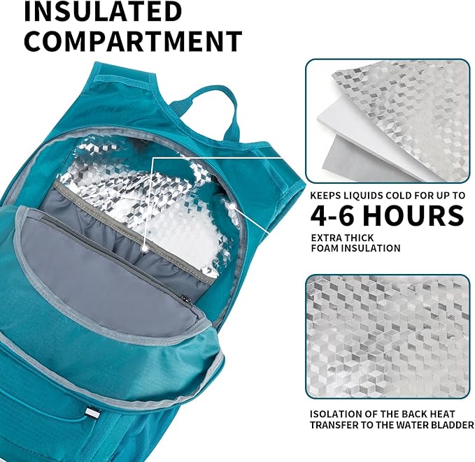 KABAQOO Hydration Backpack, 18L Multipurpose Hiking Backpack with 3L Water Bladder, Water Backpack Insulated Hydration Pack Ideal for Hiking and Cycling