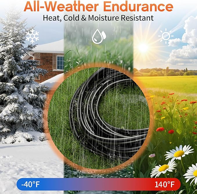 10 ft 16/3 awg 3 Outlet Extension Cord Splitter with Indicator, Waterproof Indoor/Outdoor Extension Cord with Multiple Outlets, 13A 1625W for Home & Workshop, ETL Listed, Flexible Black SJTW