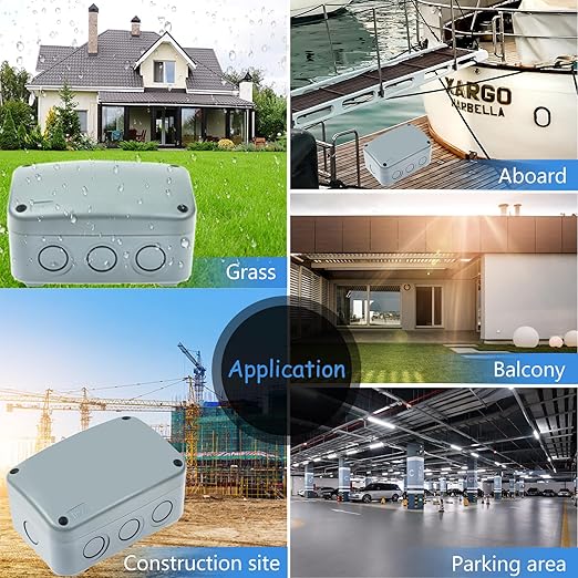 4PK Electrical Junction Box, Nineleaf IP66 Weatherproof Junction Box, 4.9"x 3.3"x 2.3" (125x86x62mm), PVC/ABS Plastic Electric Project Boxes, Universal Watertight Enclosure, for Pond,Terrace,Workshop