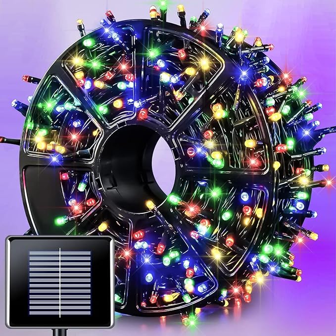 JMEXSUSS 600 LED Solar Christmas Lights Outdoor, 206.7 ft Multi Colored Christmas Lights Outdoor Waterproof, 8 Modes Solar String Light for Outside Garden Yard Patio Tree Xmas Decorations