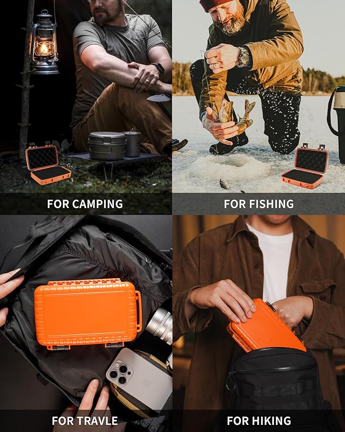 MecArmy B20 Edc Storage Box, Compact Waterproof Hard Case With Removed Foam, Small Dry Container For Outdoor Gear Tools Electronics, Durable Portable Utility Hardshell Case For Home Travel - Orange