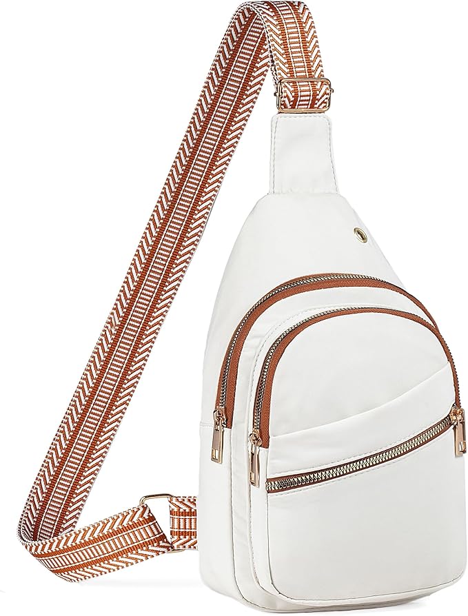 AOSTIHOT Crossbody Small Sling Backpack Sling Bag for Women, Chest Bag Daypack Crossbody for Travel Sport Running Hiking Z-White Brown