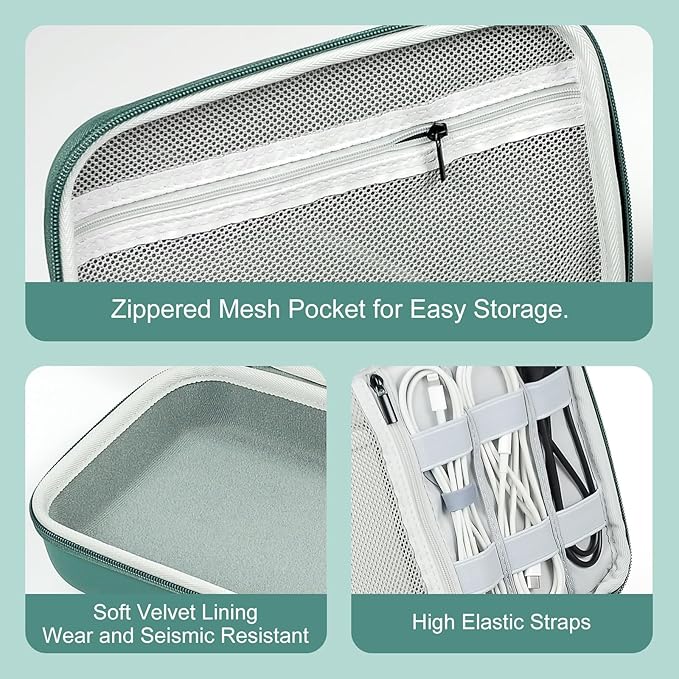 EVA Electronic Accessories Storage Case Large Shockproof Waterproof Storage Bag for Electronics Organizer Portable Cable Storage Bag for Travel or Work(Blue, Single Layer)