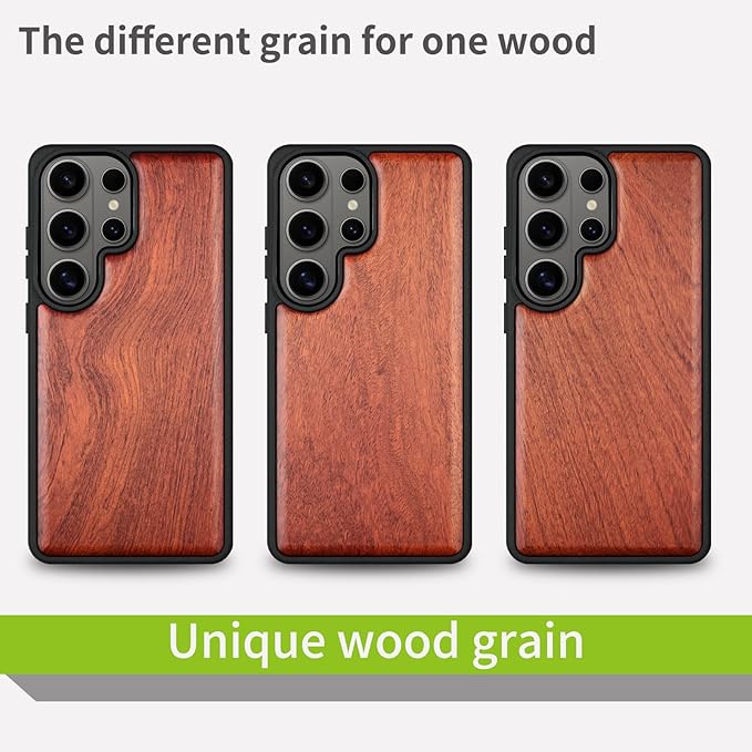 Carveit Magnetic Wooden Case for Samsung Galaxy S26 Ultra Case 2026, TPU Shockproof Cover & Wood Artisan Engraved, Compatible with MagSafe Wireless Chargers (World Map) Rosy