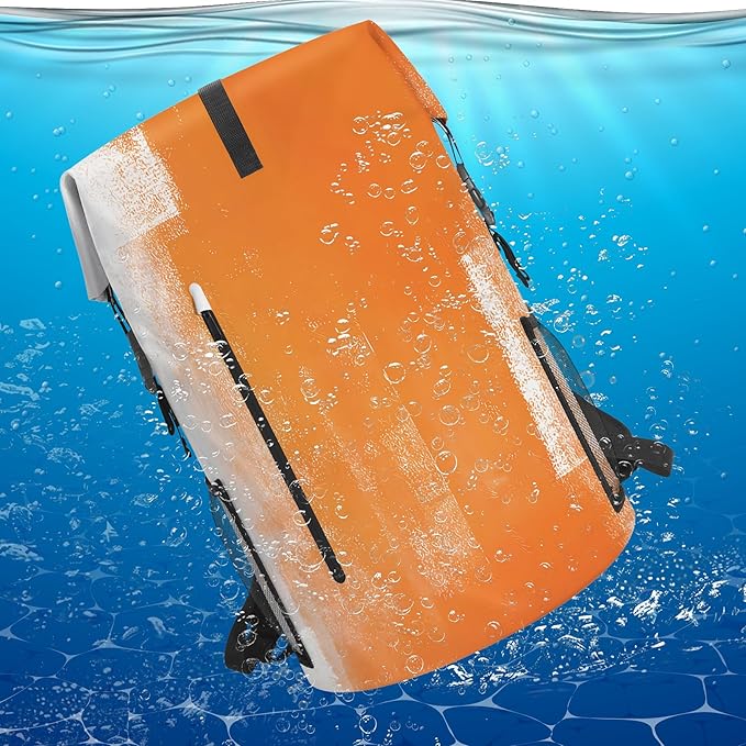 Waterproof Dry Bag Heavy Duty Marine Dry Bags for Kayaking Hiking Orange Gray Abstract Art Painting Backpack Roll-Top Closure Bag - Backpack Waterproof Phone Case 35L/55L/85L