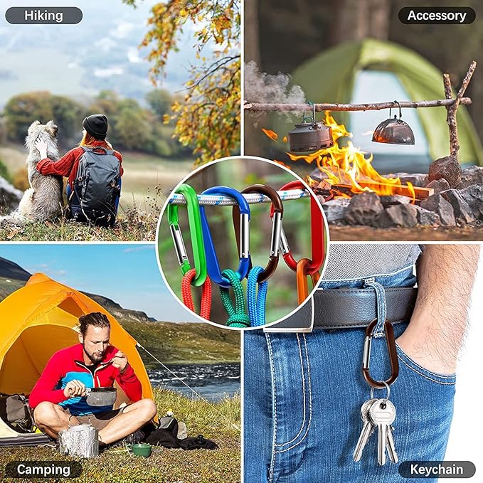 sprookber 3" Carabiner Clip Keychain, D Ring Caribeaner Clip, Key Clip Caribeener, Spring Snap Hook for Bag/Buckle, Set of 10