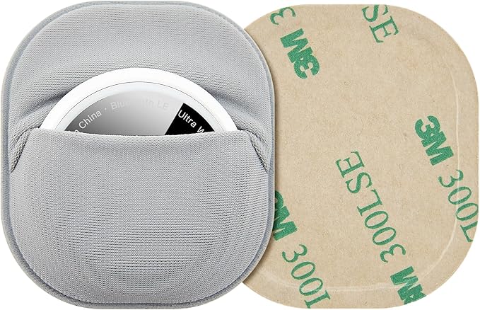 2 Pack for Airtag & Moto Tag Sticker Adhesive Mount, for Apple AirTags 1st & 2nd Generation Fabric Holder Case with 3M Adhesive Stick on Wallet/TV Remote/Car/Luggage Bags/Drones, Lightweight, Grey