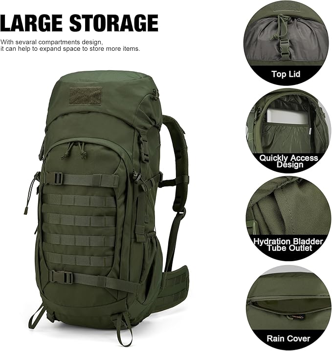 Mardingtop 50L Hiking Backpack,Backpacking Backpack with Rain Cover for Hiking,Backpacking,Rucking,Camping,Survival