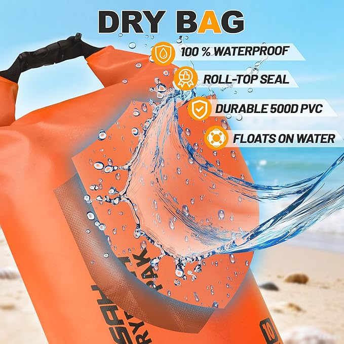 Waterproof Dry Bag, 5L/10L/20L/30L/40L Roll Top Lightweight Storage Backpack with Phone Case for Women & Men, Floating Waterproof Sack for Travel, Swimming, Kayaking, Paddle Board, Camping & Beach