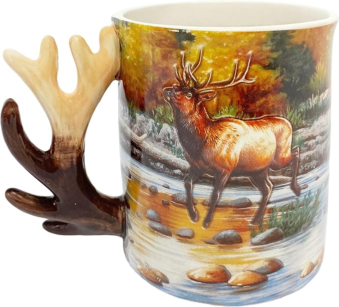 Rivers Edge Products 3D Ceramic Coffee Mug with Handle, 15 Ounces, Espresso Cups and Coffee Cups Ceramic, Perfect for Coffee, Expresso, Latte, or Tea