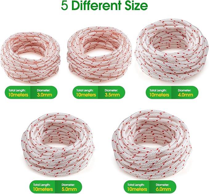 RayTour 6.0mm 10 Meters Replacement Recoil Starter Rope Pull Cord for Husqvarna STIHL Craftsman Chainsaw Lawn Mower Trimmer