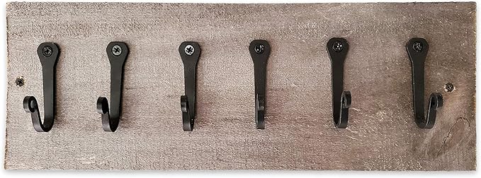 Heavy Duty Cast Iron Wall Hooks – Multi-Purpose hangers for Cast Iron Pots & Pans, Mugs, Towels, Coats, Hats, fireplace, Entryway & More – Rustic Farmhouse Craftsman Décor – Matte Black (6 Pack)