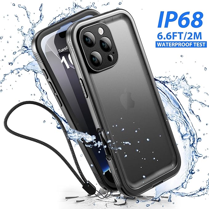 SPORTLINK for iPhone 16 Pro Waterproof Case - Shockproof Dustproof Case with Built-in Clear Screen Protector, Full Body Heavy Duty Sealed Protective Cover for i Phone 16 Pro 6.3" Black
