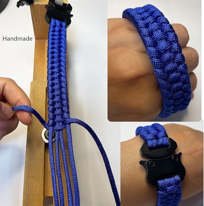 Parachute Cord Bracelets Trilobite Weaved Paracord Bracelet with Side Release Buckle 8.7 inch Black Bracelet for Men Women 1 Set